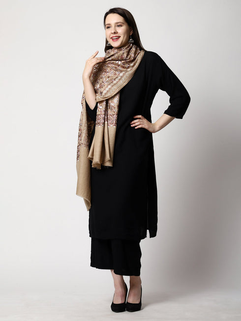 Women's Aari Embroidery Wool Shawl